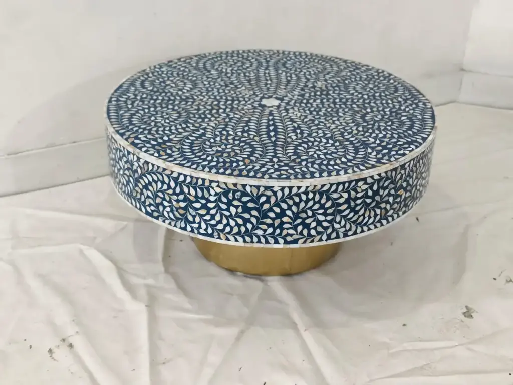 Mother of Pearl Round indio Coffee Table- Cleo