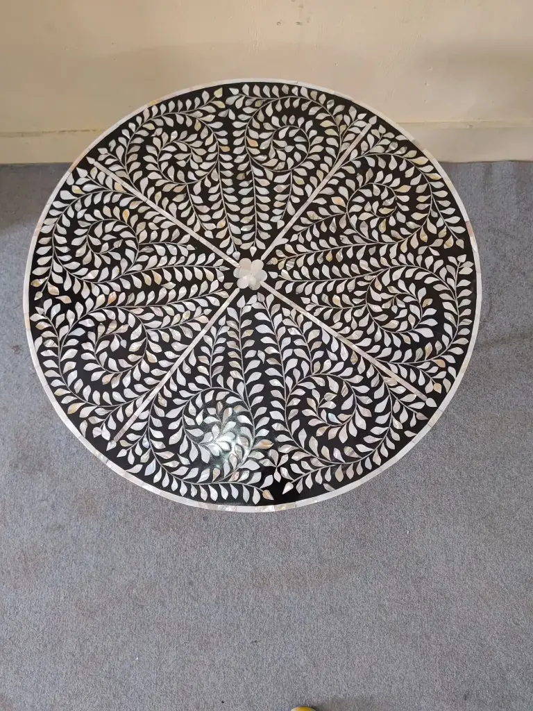 Trinity Mother of Pearl Inlay Round Coffee Table