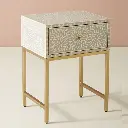 Inlay Bedside Table with Gold Legs -Cleo Grey