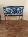 Inlay Bedside Table with Gold Legs -Cleo indigo