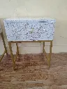 Inlay Bedside Table with Gold Legs -Cleo White