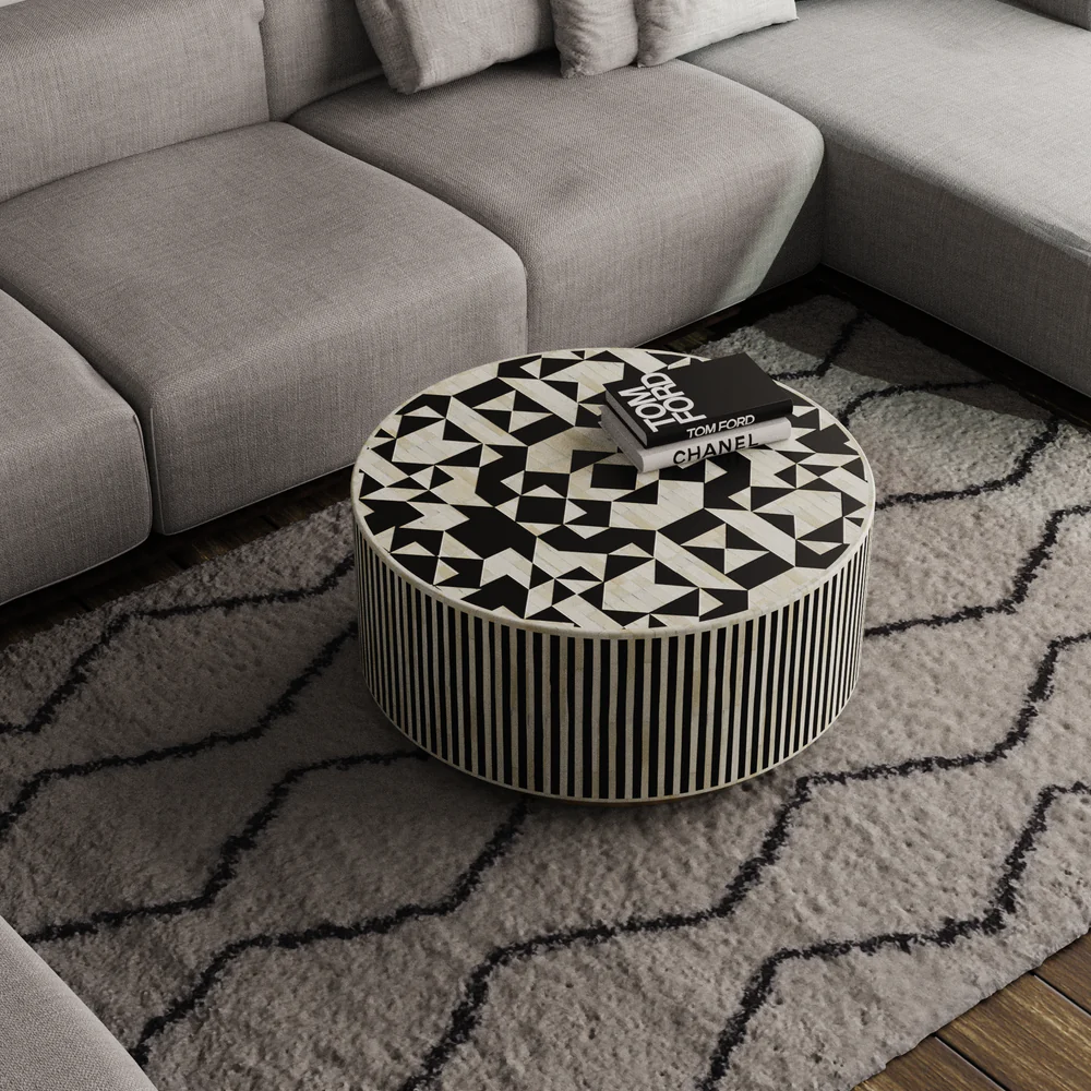 Philly Inlay Round Coffee Table - Kingsley
