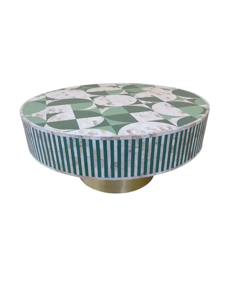 Inlay Sea Green Round Coffee Table - Phases