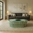 Noir Striped Oval Coffee Table