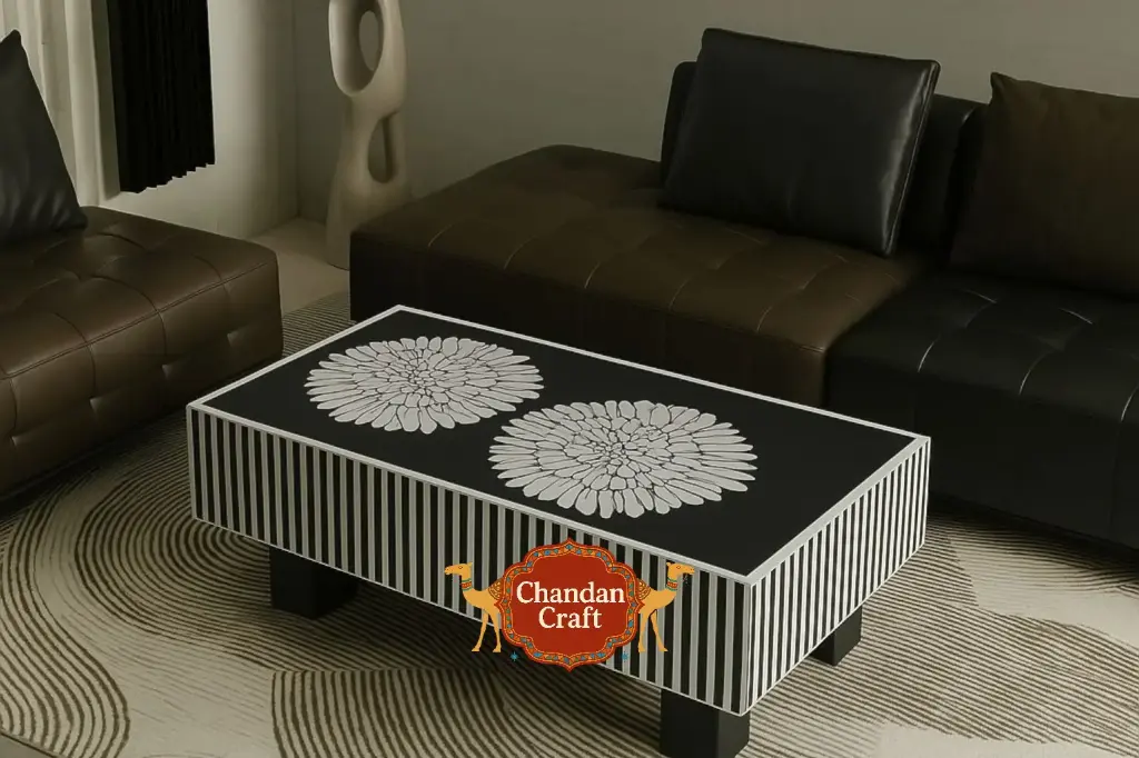Inlay Jordan Rectangular Shape Coffee Table 