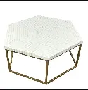 Bone Inlay Haxagon Cofee Table- with metal stand