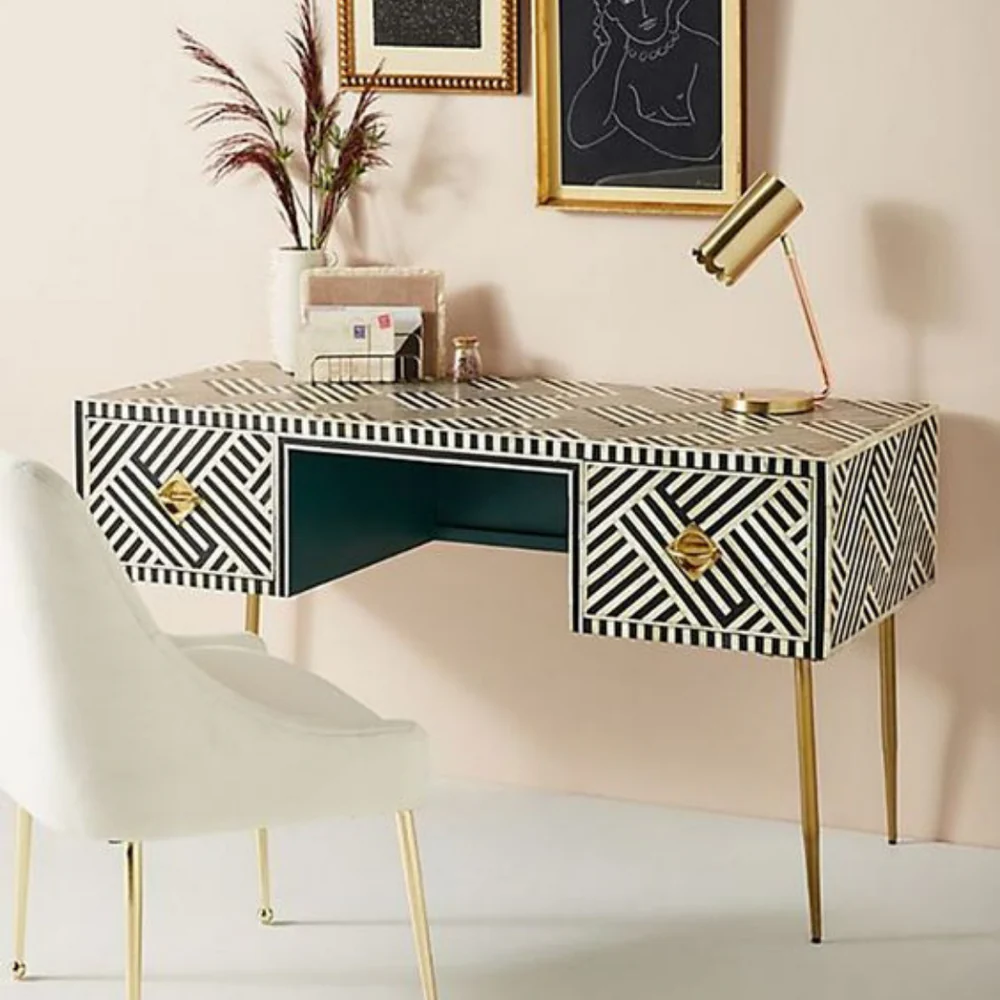 Inlay Study Table/Desk - Chevron