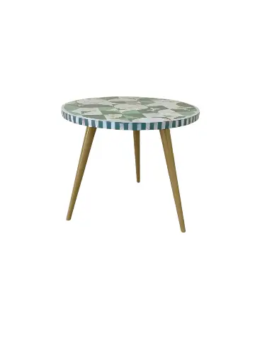 Inlay Round Side Table with Three Gold Legs- phases