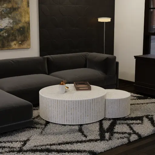 Round Philly Nesting Coffee Table - Waterfall