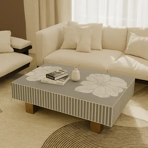 Inlay Luxom Hibiscus Rectangular Coffee Table