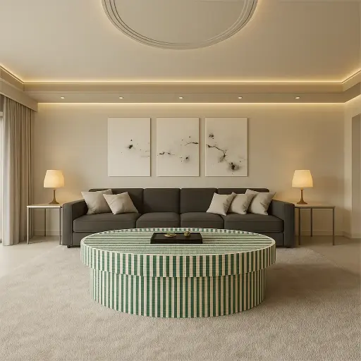 Inlay Round Coffee Table - Waterfall