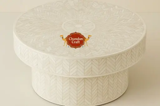 Bone Inlay Round Coffee Table