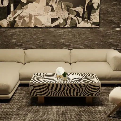 Inlay Coiled Rectangular Coffee Table- Luxe