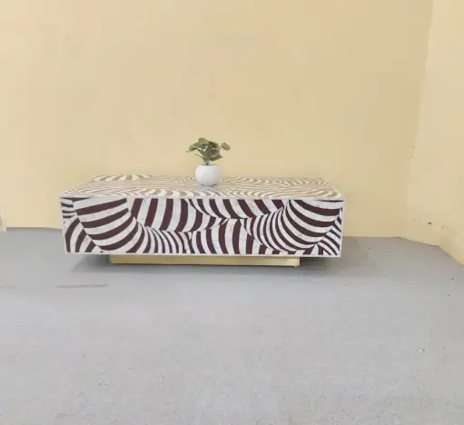 Inlay Coiled Rectangular Coffee Table- Luxe With 2.5" Base