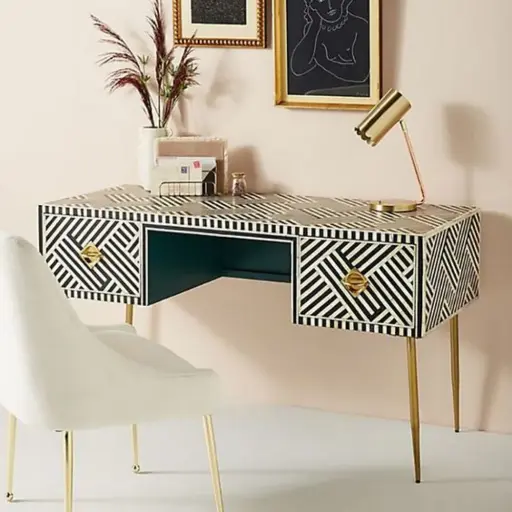 Inlay Study Table/Desk - Chevron