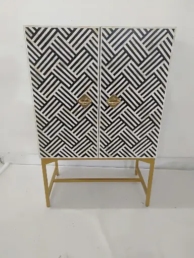 Inlay Storage Bar Cabinet - Chevron