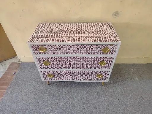 Inlay Chest of Drawers- Geometric Floral