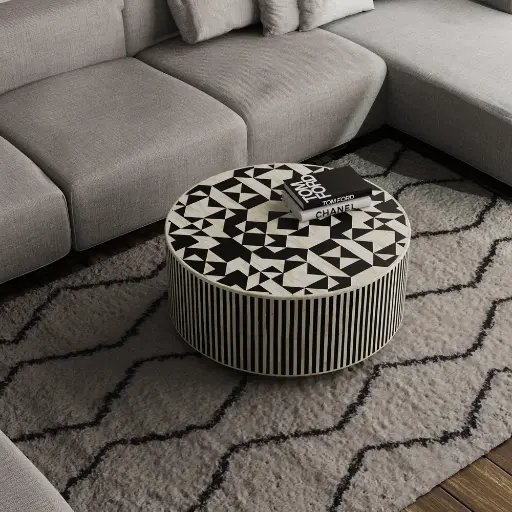Philly Inlay Round Coffee Table - Kingsley