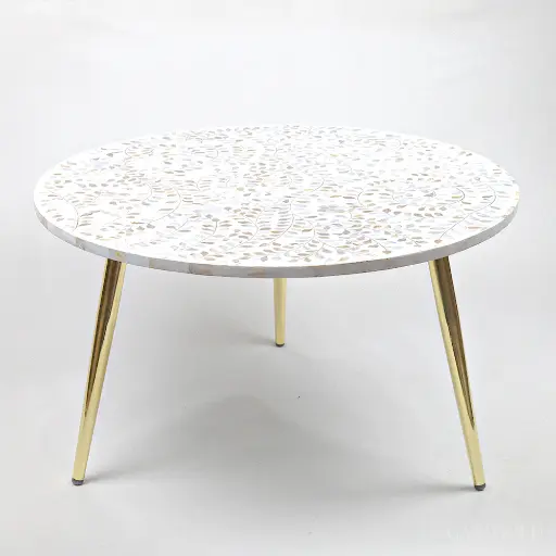 Trinity Mother of Pearl Inlay Round Coffee Table